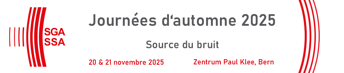 Bannière d'en-tête pour la conférence : Journées d’automne SGA-SSA 2025. Celle-ci va de 20 novembre 2025 à 21 novembre 2025 dans Zentrum Paul Klee.